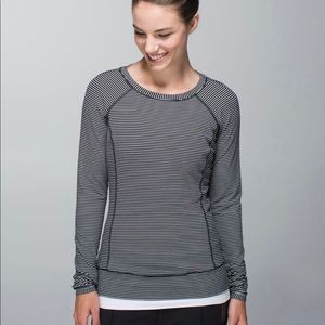 Lululemon Race Your Pace Long Sleeve Hyper Stripe Heathered White & Black